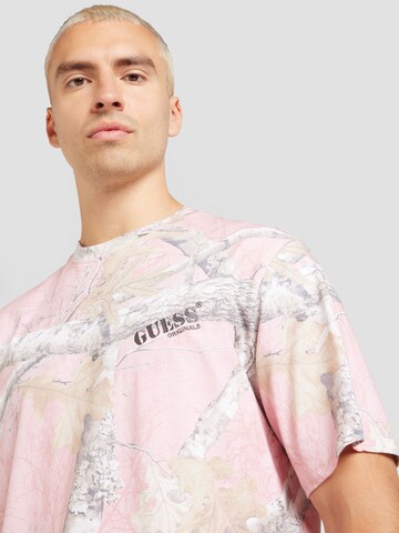 GUESS Originals T-Shirt 'GO REALTREE' in Pink