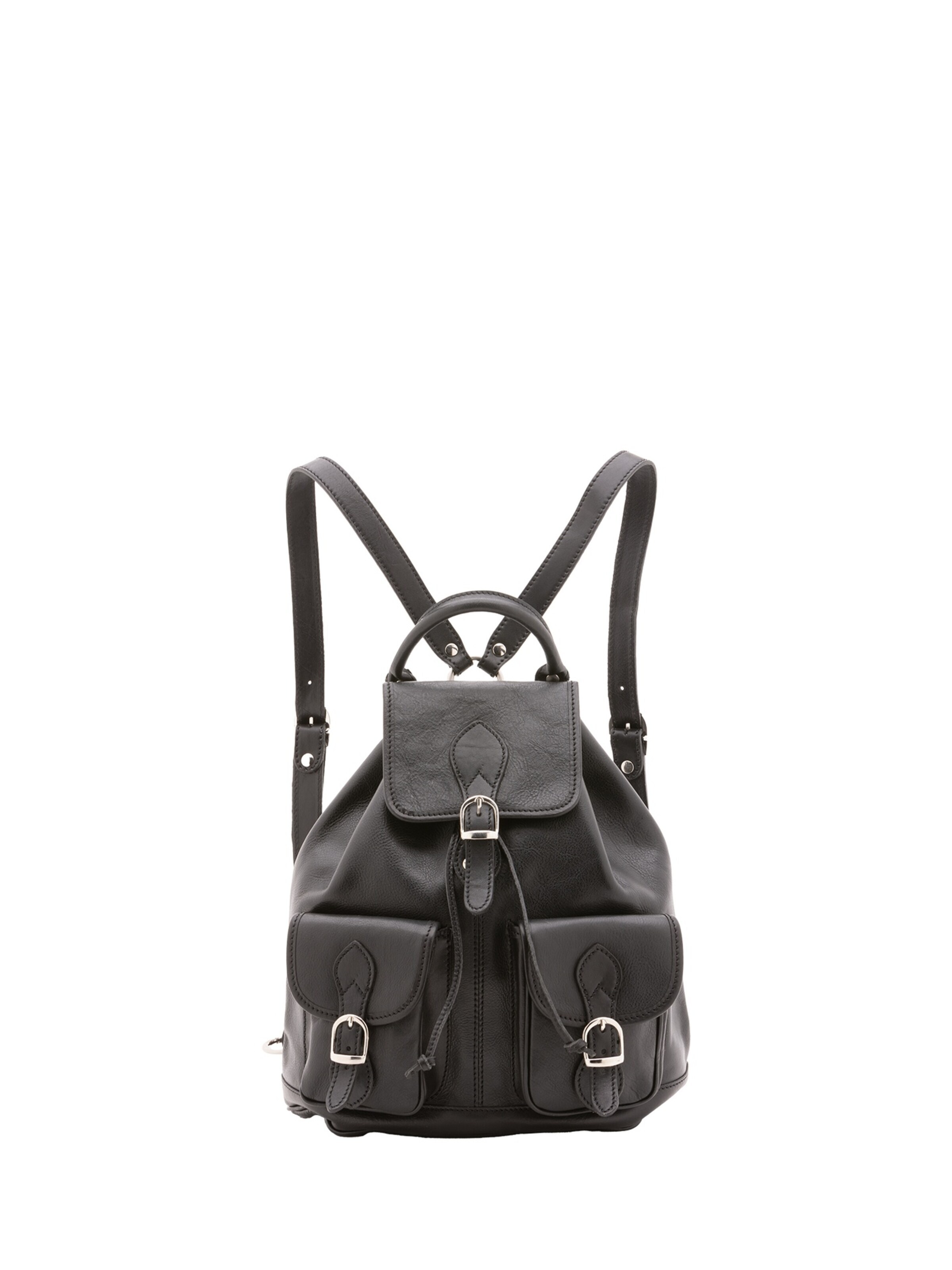 Zaino 'Zaino in vera pelle con bottone magnetico e coulisse - Made in Italy' di Alessia Firenze in nero