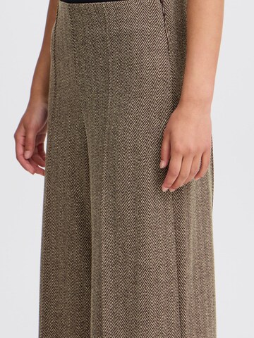 ICHI - Pierna ancha Pantalón chino ' IHKATE JACQUARD PA9 ' en marrón