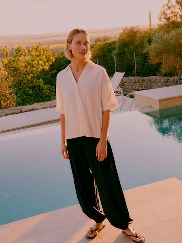 Oxmo - Loosefit Pantalón ' OXNInna Linen Mix Relaxed Fit ' en azul