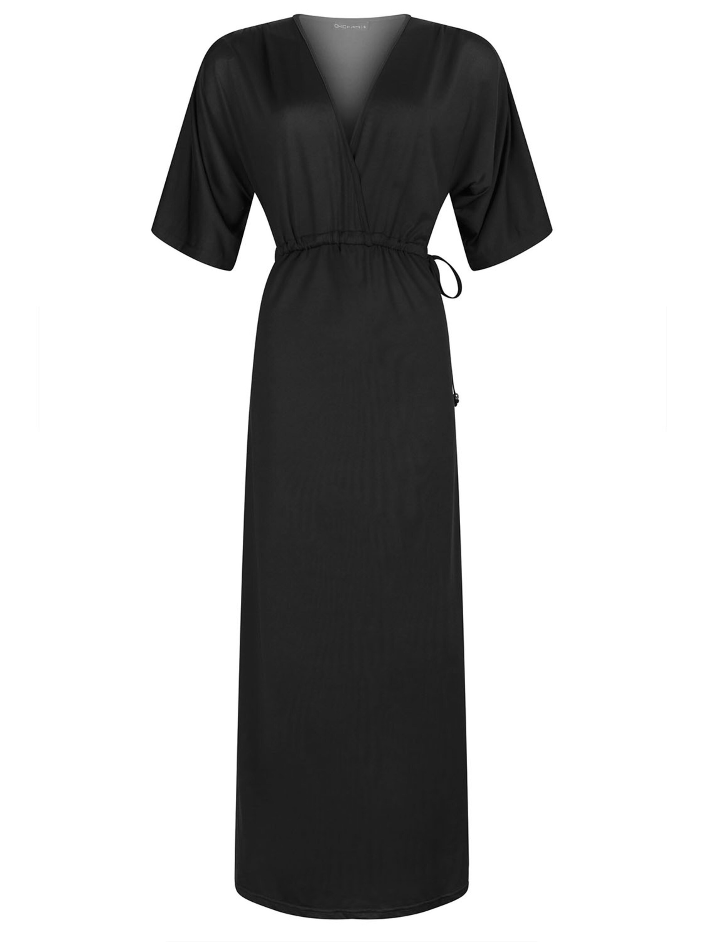Chic by Lirette Jurk 'Kimono Lotus Natural' in Zwart: voorkant