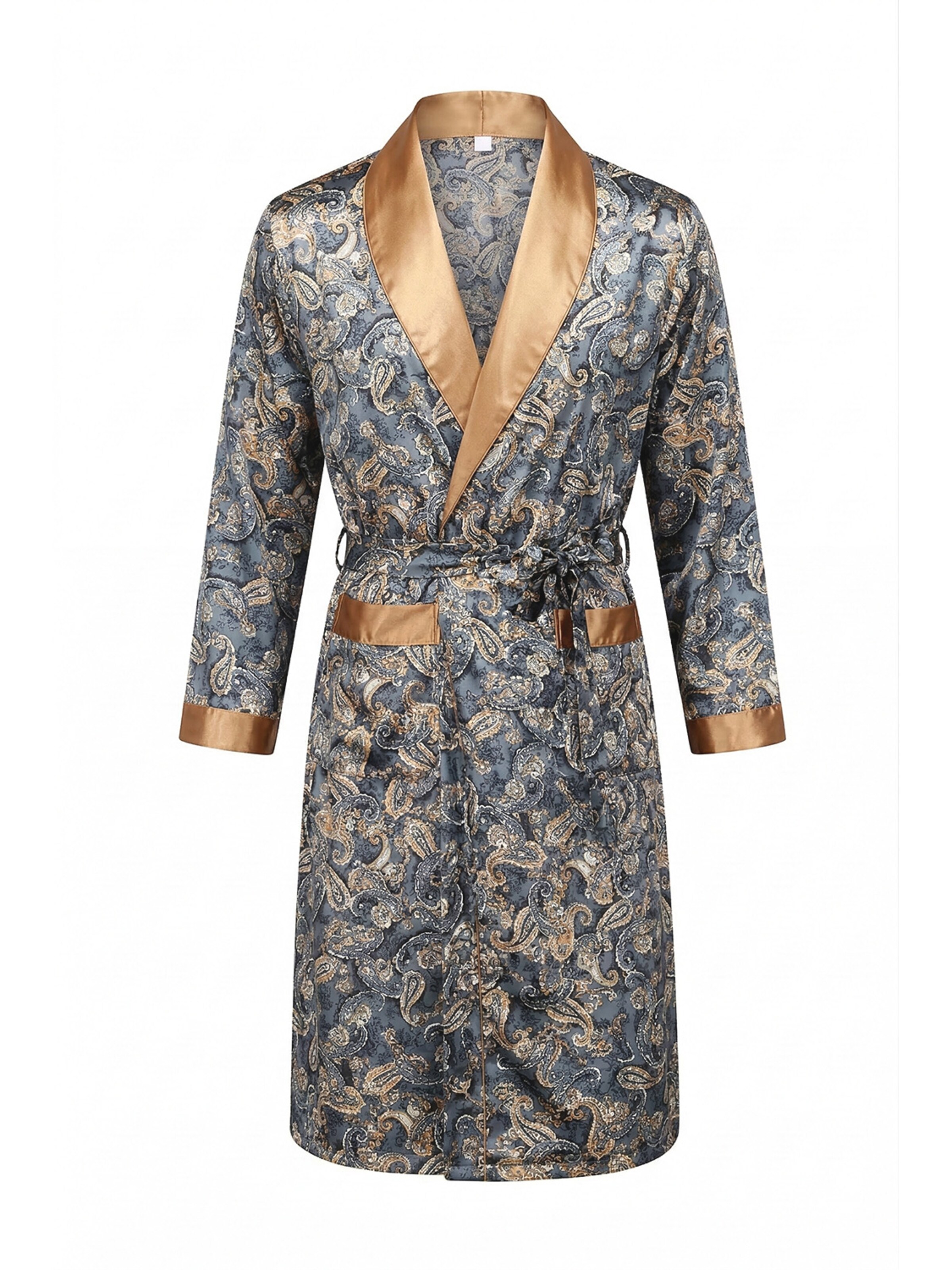 Vivi Idee Long Bathrobe 'Morgenmantel' in Blue: front