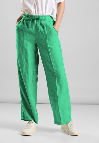 STREET ONE Wide leg Pleated Pants in Green: front