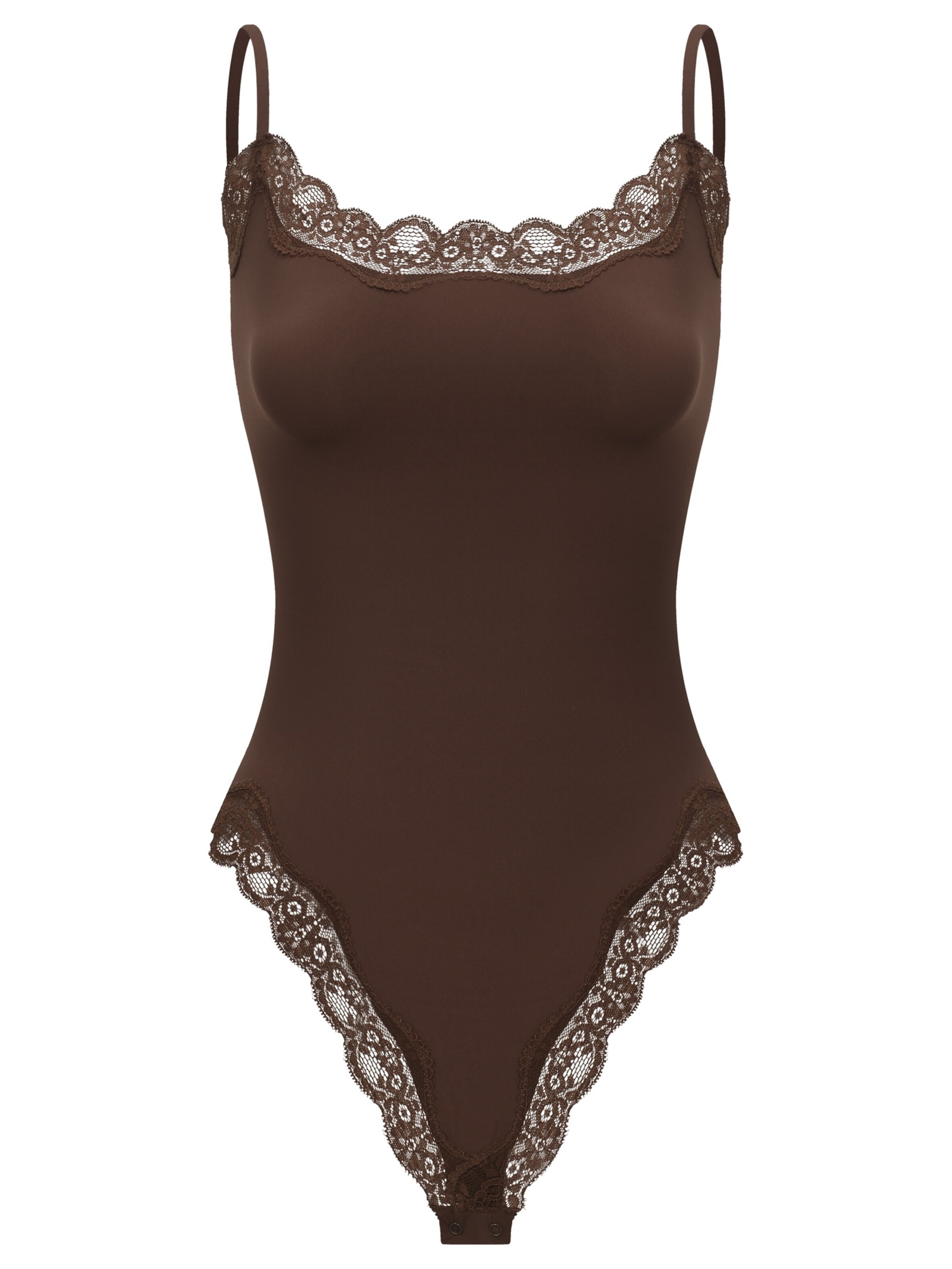 cfab (formerly creamy fabrics) Body 'Bodysuit String mit Lace' i brun: framsida