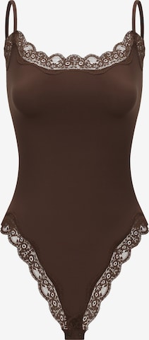 cfab (formerly creamy fabrics) Body 'Bodysuit String mit Lace' i brun: framsida