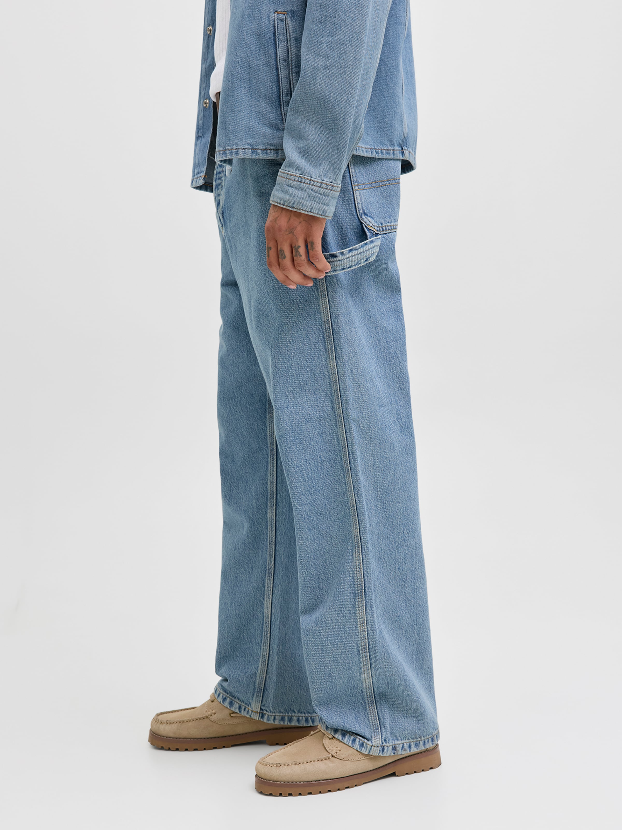 JACK & JONES Baggy Jeans 'JJIALEX JJCARPENTER' in Blue Denim