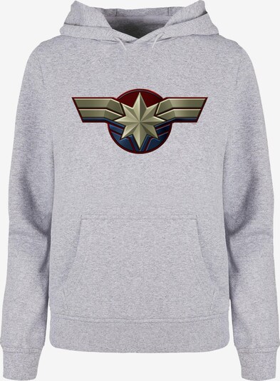 ABSOLUTE CULT Sweatshirt 'Captain Marvel - Chest Emblem' in marine / greige / graumeliert / rubinrot, Produktansicht