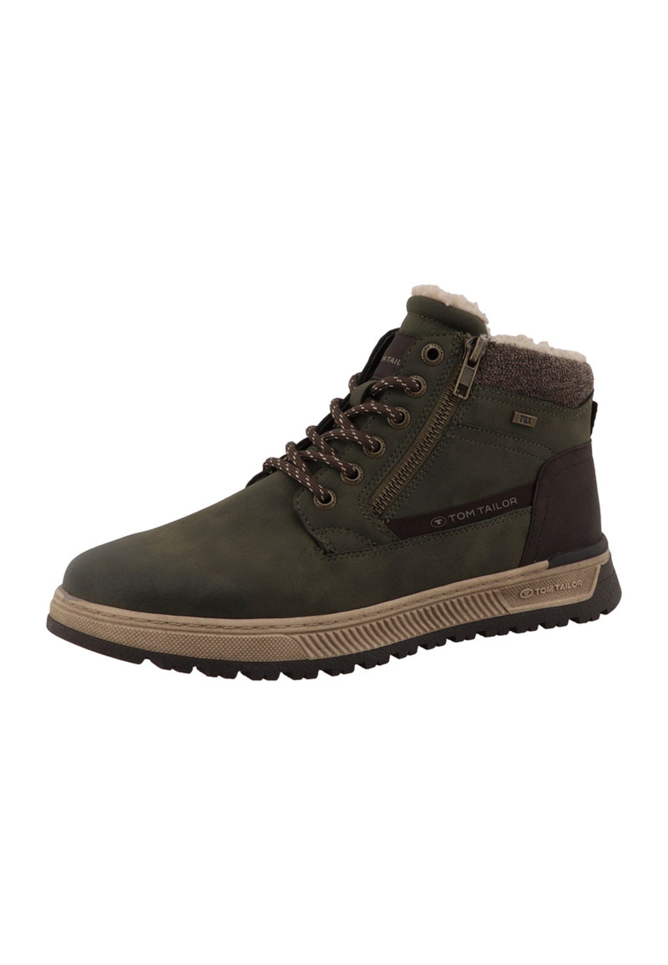 TOM TAILOR Lace-Up Boots in Green: front