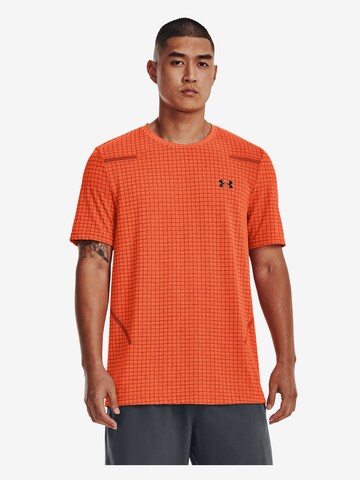 UNDER ARMOUR Performance Shirt 'Grid' in Orange: front