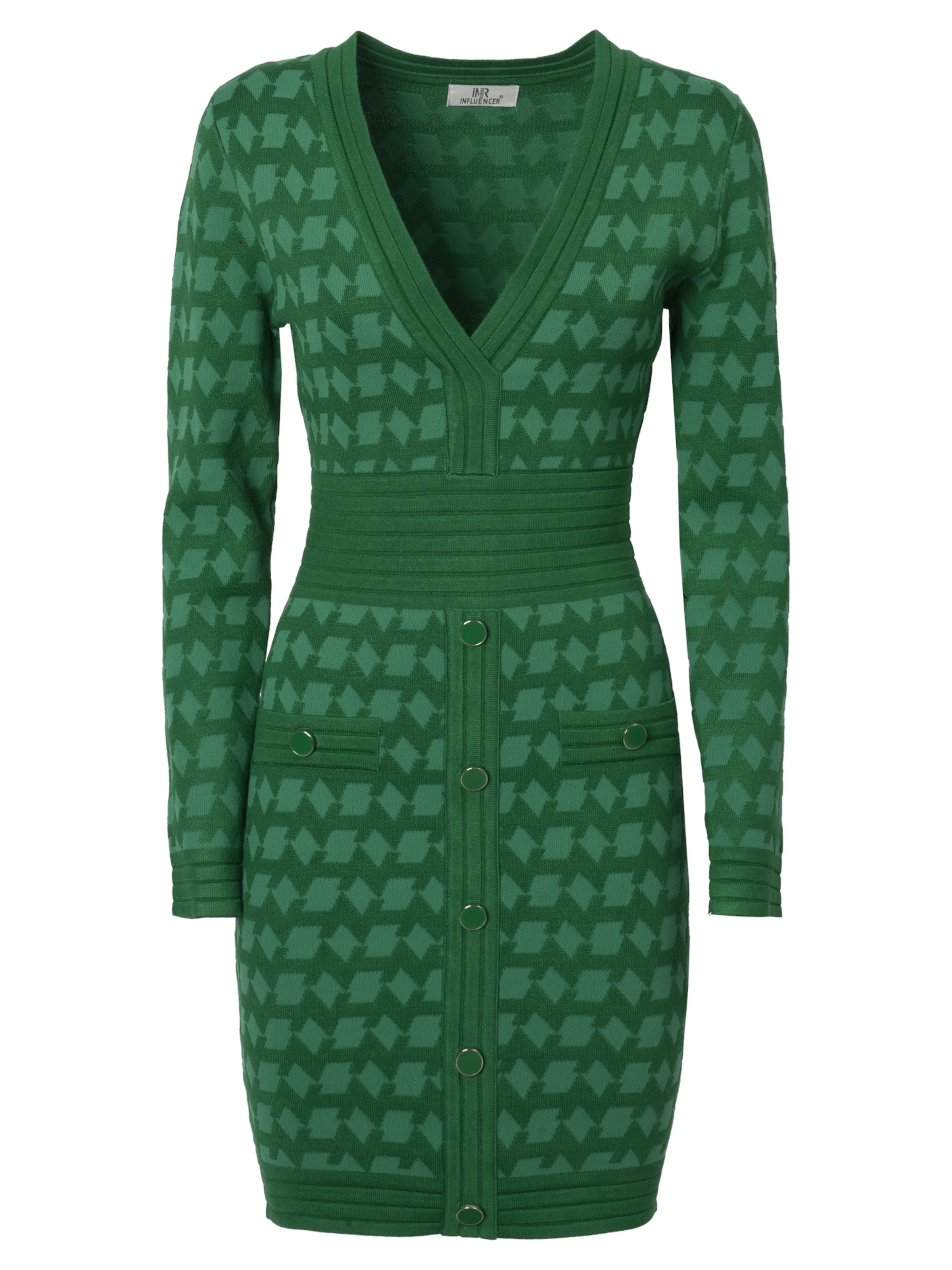 Abito in maglia di Influencer in verde: frontale