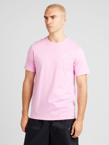 Nike Sportswear Средняя посадка Футболка 'CLUB' в Ярко-розовый: спереди