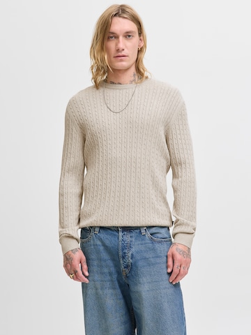 JACK & JONES Tröja 'JJEEMIL' i beige: framsida