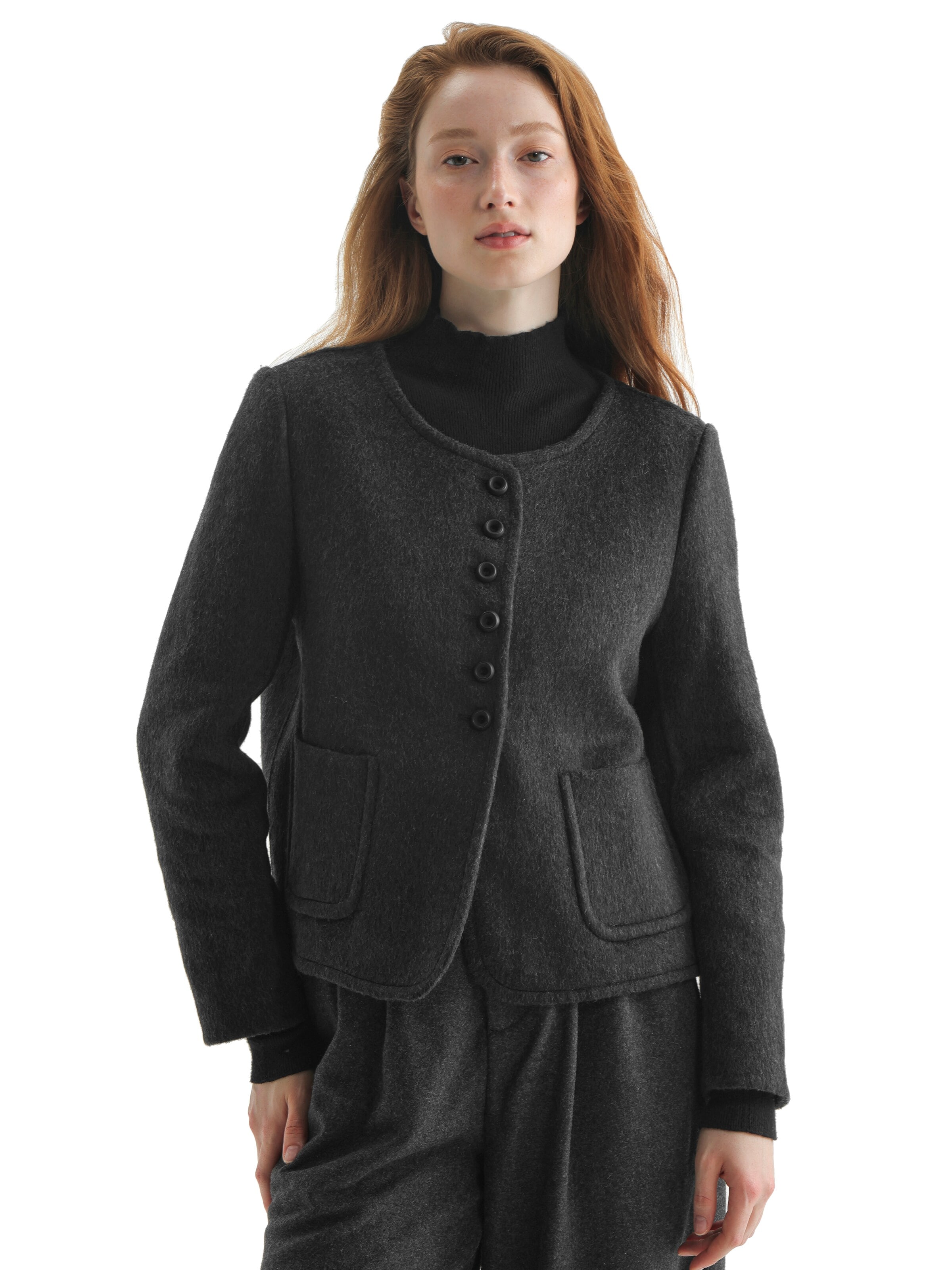 TorWeit Knit Cardigan 'Wool-Blend Coat Short' in Black