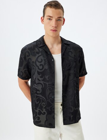 Koton Regular fit Button Up Shirt in Black: front