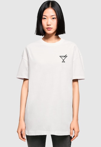 Merchcode Oversized Shirt 'Summer - Cocktail' in White: front