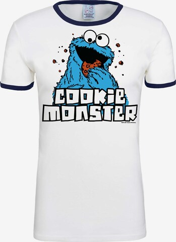 LOGOSHIRT T-Shirt 'Krümelmonster' in Weiß: predná strana