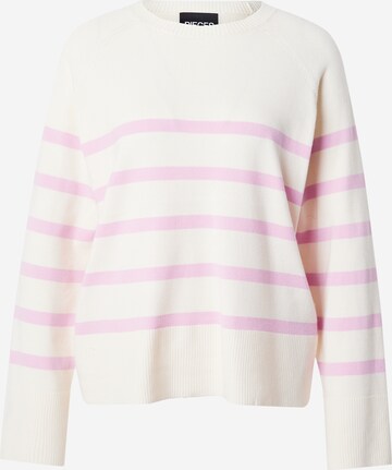 PIECES Pullover 'SIA' i hvid: forside