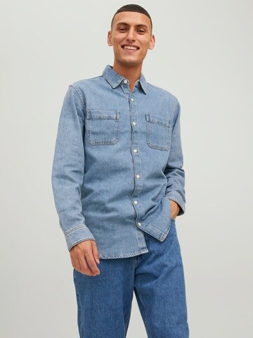 JACK & JONES Regular fit Button Up Shirt 'Jeff' in Blue