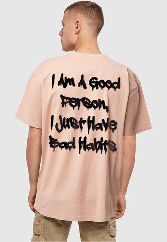 T-Shirt 'Bad Habits' Merchcode en rose
