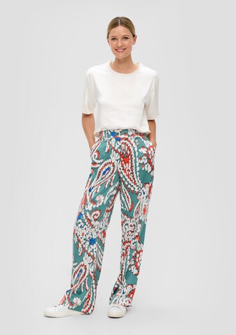 s.Oliver Wide leg Pleat-front trousers in Green