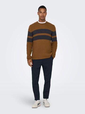 Only & Sons Sweater 'Sazlo' in Brown