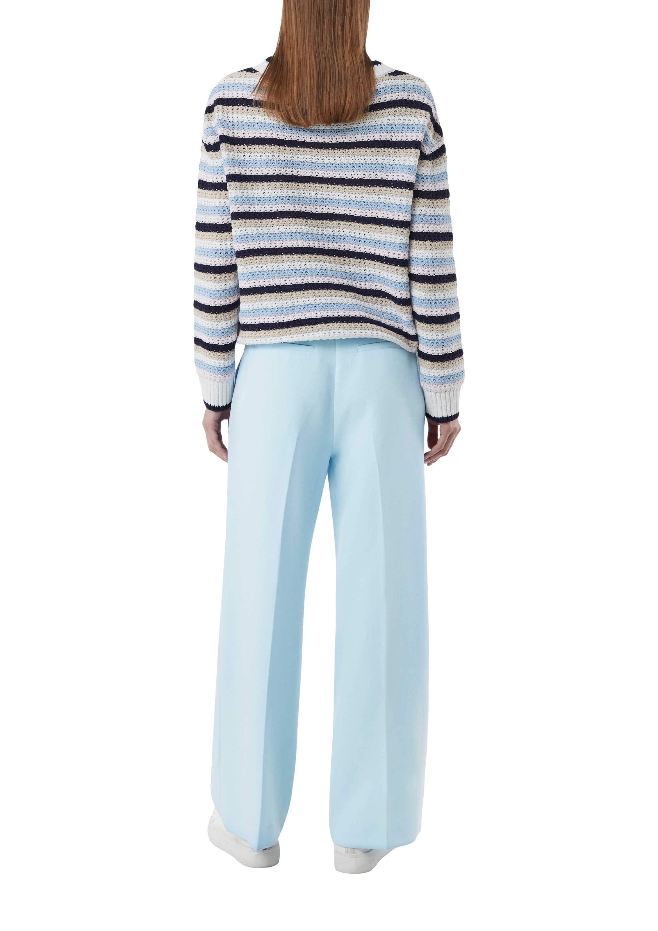 comma casual identity Wide leg Bandplooibroek in Blauw: terug