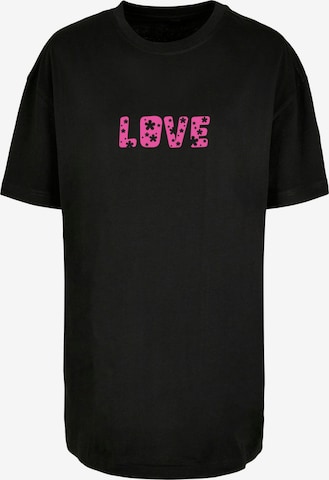 Merchcode Shirt 'Valentines Day - Flowers Love' in Zwart: voorkant