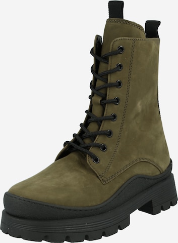 GABOR Lace-Up Ankle Boots in Green: front