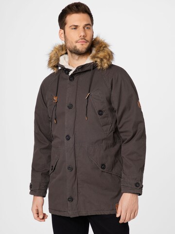 INDICODE JEANS Winterparka 'Fann' in Grijs: voorkant