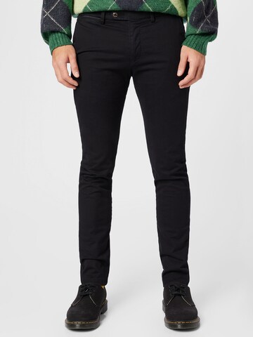 bugatti Slim fit Chino Pants in Black: front