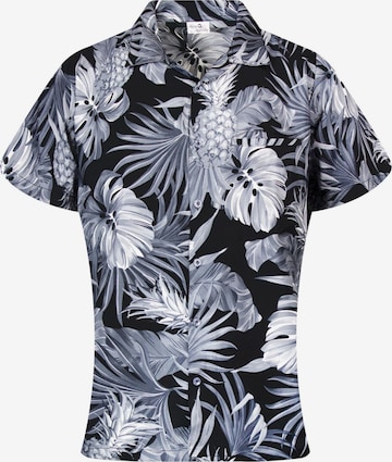 King Kameha Blouse 'Pineapple Leaves' in Grey: front