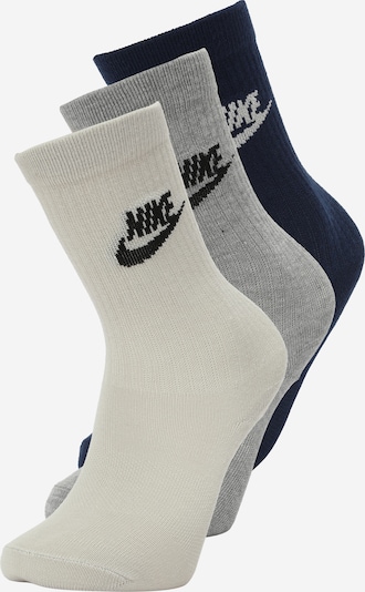 Nike Sportswear Chaussettes 'Everyday Essential' en crème / bleu foncé / gris chiné / noir, Vue avec produit