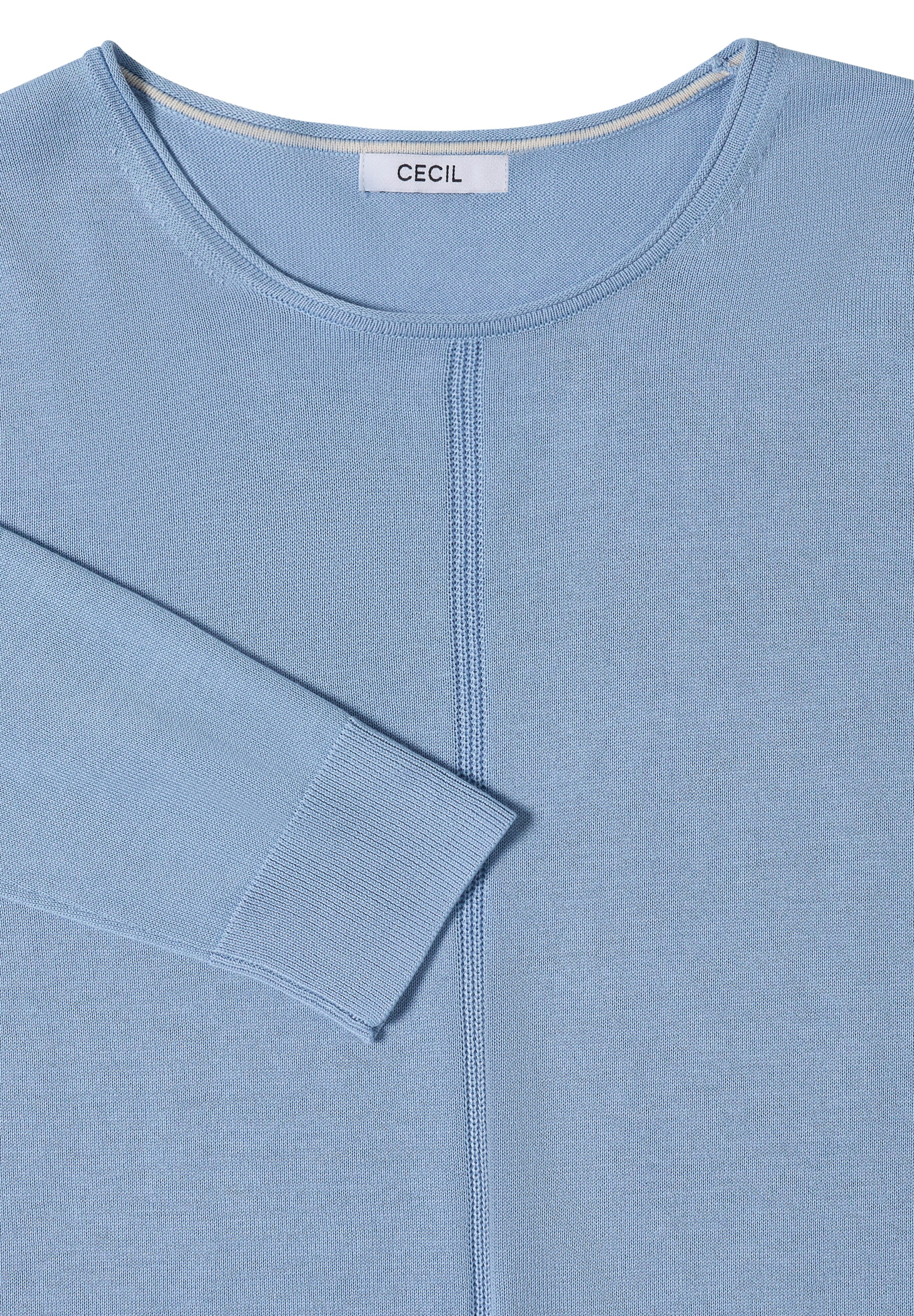 CECIL Basic Pullover mit Rundhals in Unifarbe in Blau