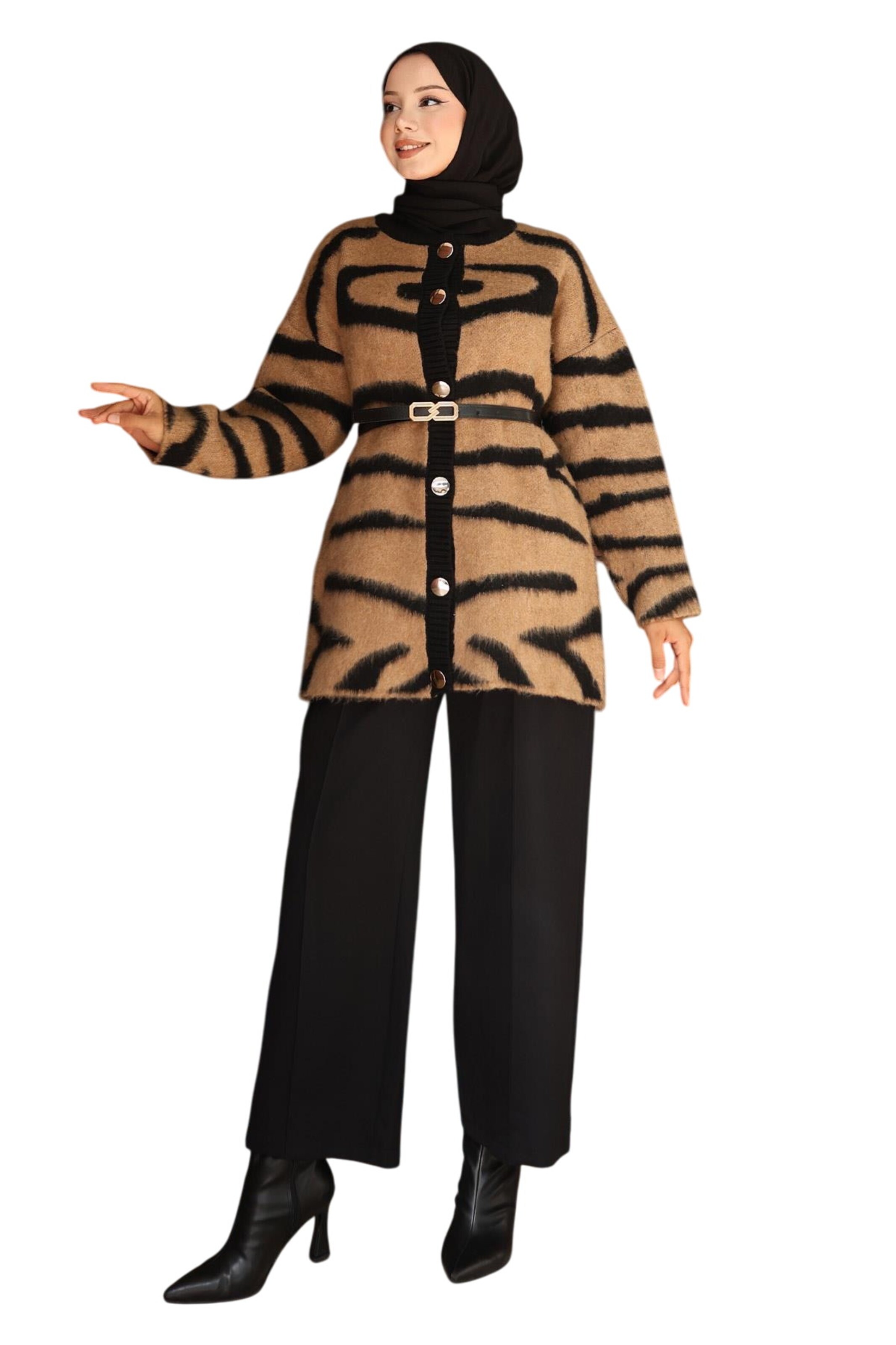 MODAMIHRAM Gebreid vest in Bruin