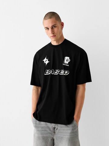 Bershka Majica | črna barva: sprednja stran
