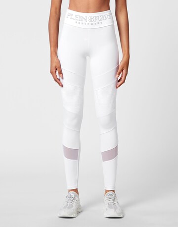 Plein Sport - Skinny Leggings 'Statement' en blanco: frente