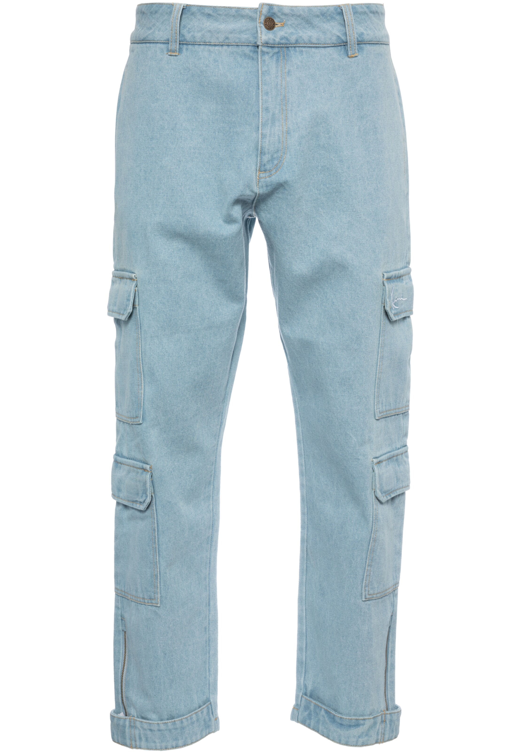 Karl Kani Cargojeans in de kleur Blauw denim, Productweergave