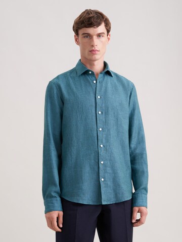 Coupe regular Chemise business 'Smart Linen' SEIDENSTICKER en bleu : devant