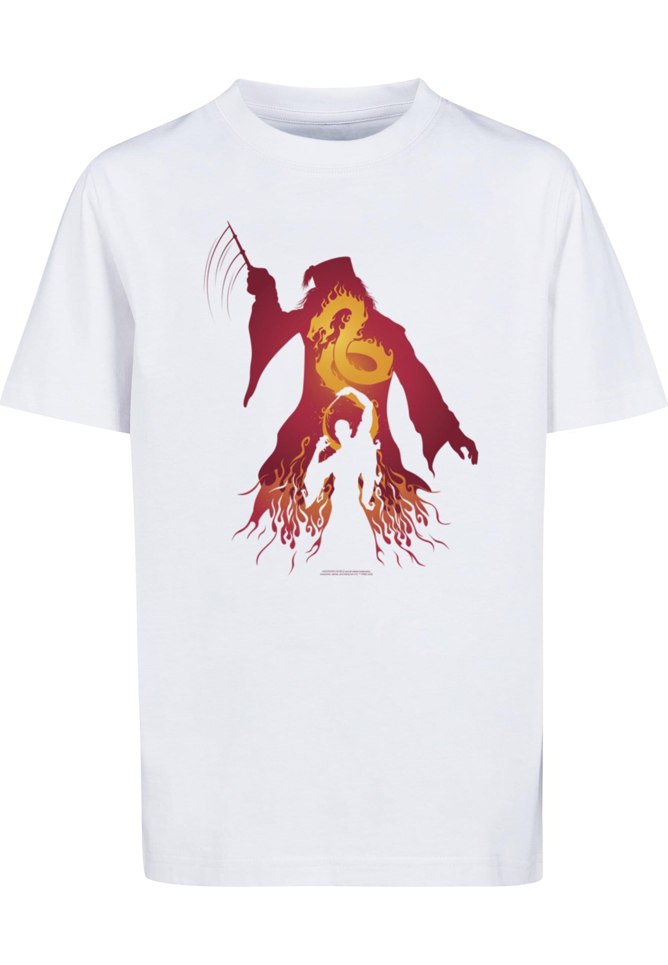 ABSOLUTE CULT Shirt 'Harry Potter - Dumbledore Silhouette' in Wit: voorkant