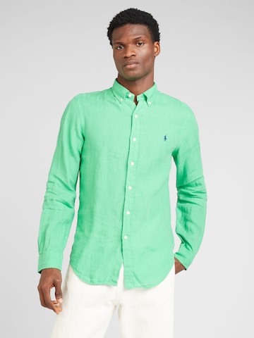 Polo Ralph Lauren Slim fit Srajca | zelena barva: sprednja stran