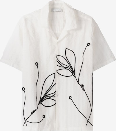 Bershka Skjorta i svart / off-white, Produktvy