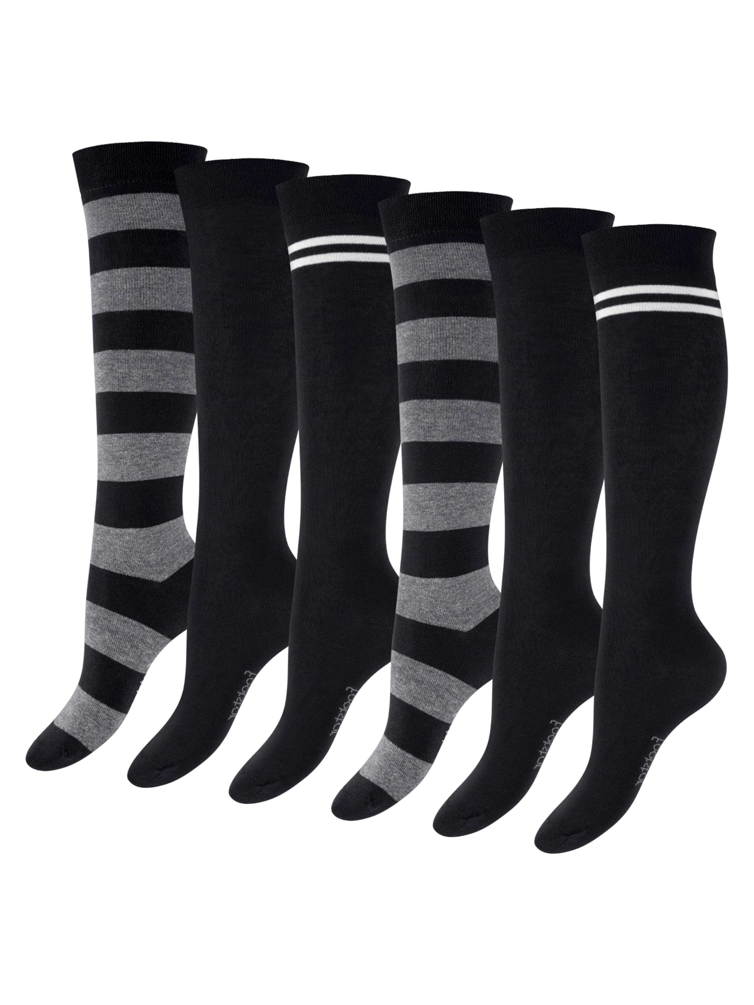 footstar Knee High Socks 'Ringel' in Black: front