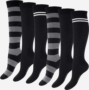 footstar Knee High Socks 'Ringel' in Black: front