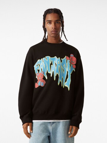 Bershka Sweatshirt in Black: front