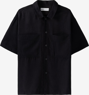 Bershka Comfort fit Button Up Shirt in Black: front