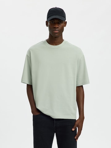 T-Shirt 'SLHASPEN' SELECTED en vert : devant