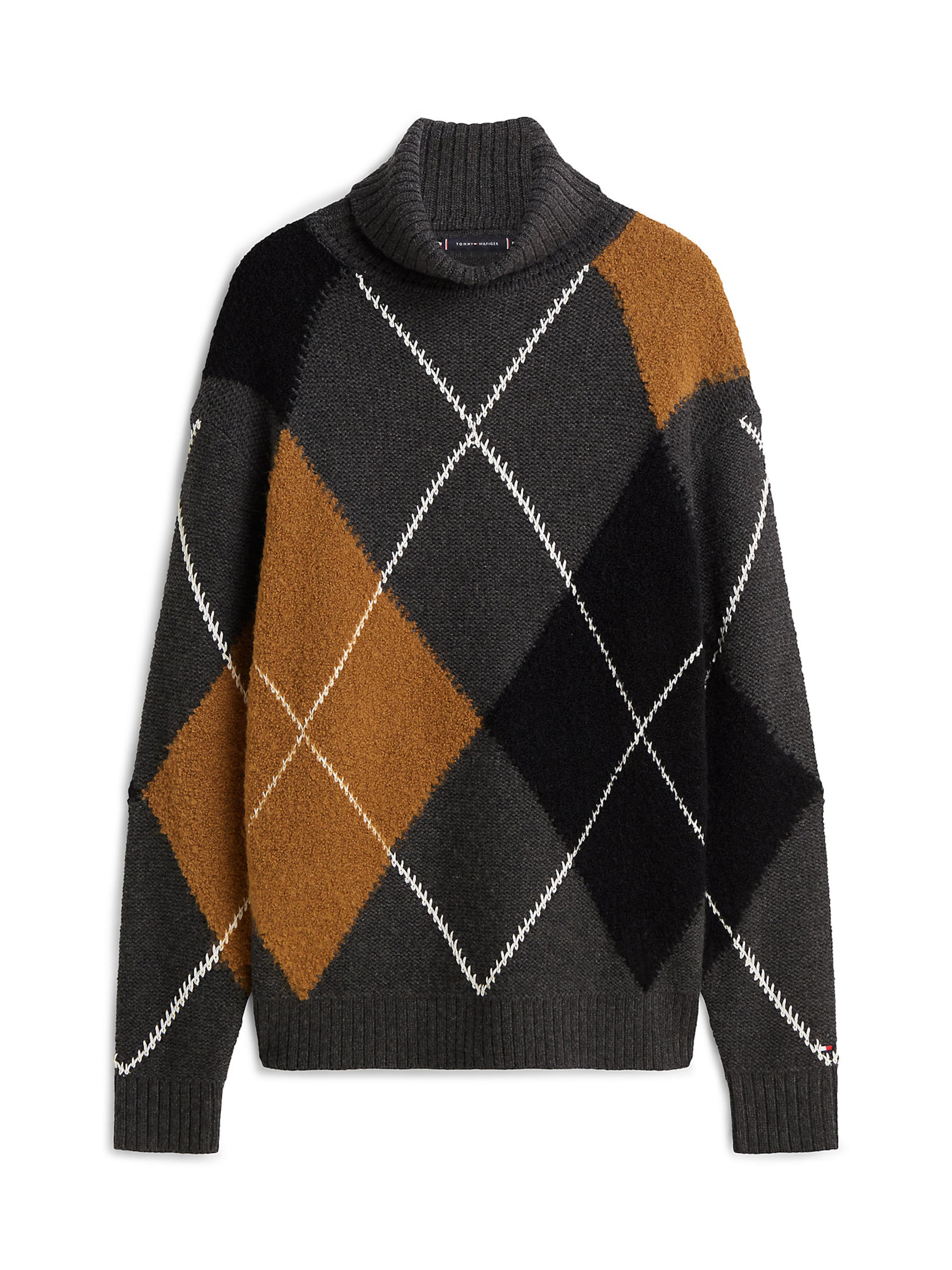 TOMMY HILFIGER Pull-over 'Argyle' en sépia / gris foncé / noir / blanc, Vue avec produit