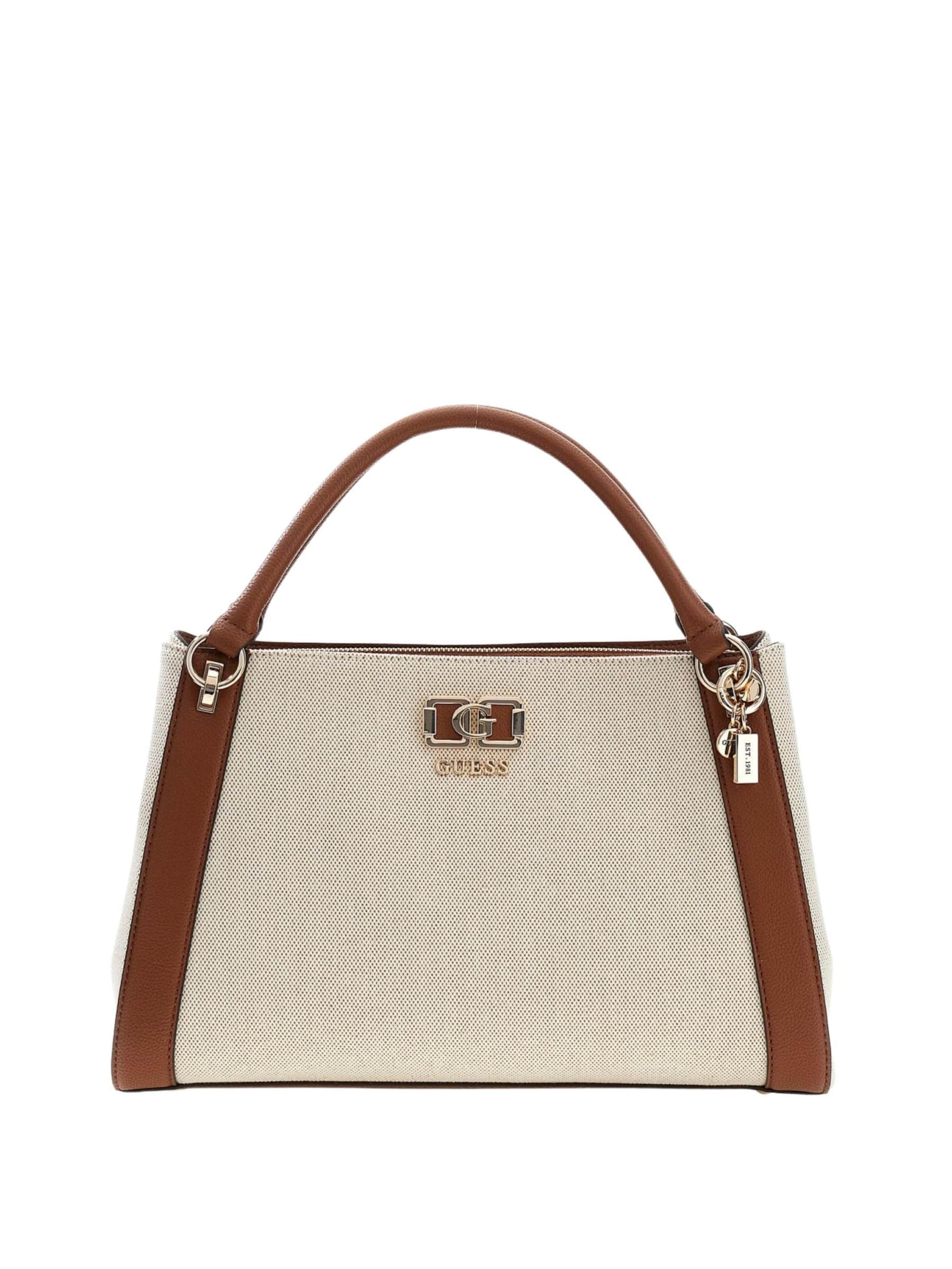GUESS Schoudertas 'Guess Sac Bandoulière Karnilla Girlfriend Natural/Cognac' in Bruin: voorkant