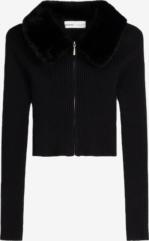 Bershka Knit Cardigan in Black: front