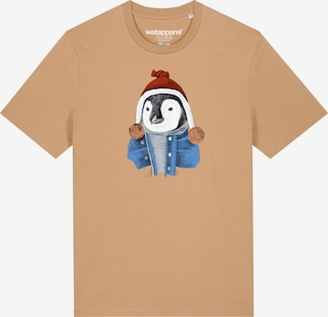 Watapparel Shirt ' Pinguin ' in Beige: front